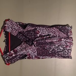 - Reitmans Size M Blouse With Purple Rose Detailing